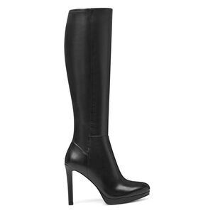 NINE WEST Black Platform Suede Stiletto Knee-Length Tall Leather Boots Shoes 7.5